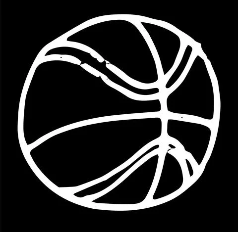 Vector isolated element of a round basketball with a white outline on a black Stock Illustration