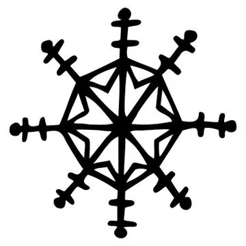 Vector isolated element. Snowflake. Hand drawn doodle. Stock Illustration