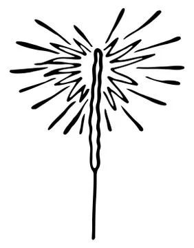 Vector isolated element, Sparkler. Hand drawn doodle. Stock Illustration