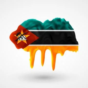 Vector isolated flag of Mozambique painted colors Stock Illustration