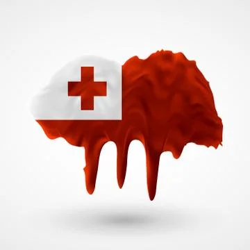 Vector isolated Flag of Tonga painted colors Stock Illustration