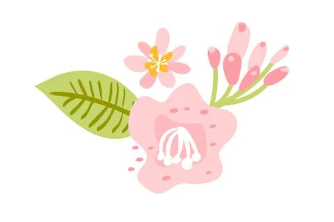 Vector isolated flat flower on white background. Spring scandinavian hand drawn Stock Illustration