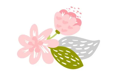 Vector isolated flat flower on white background. Spring scandinavian hand drawn イラスト素材