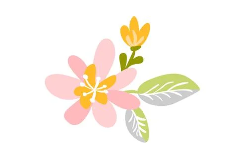 Vector isolated flat flower on white background. Spring scandinavian hand drawn イラスト素材