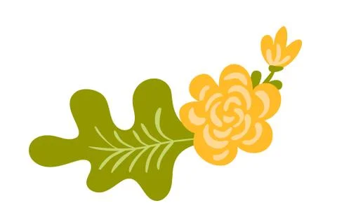 Vector isolated flat flower on white background. Spring scandinavian hand drawn Illustrazione stock