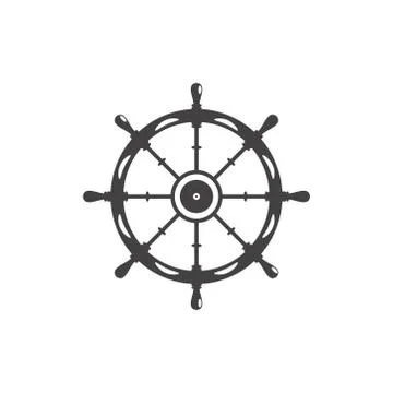Vector isolated flat gray icon of steering wheel on the white background. Stock Illustration