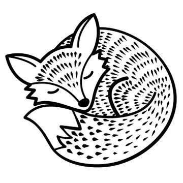 Vector isolated fox. Black and white Stock Illustration