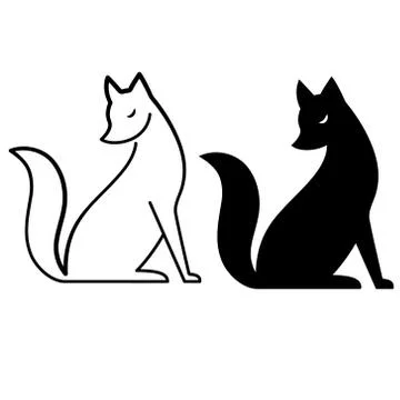 Vector isolated fox. Black and white Stock Illustration
