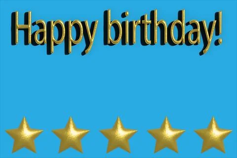 Vector Isolated Golden Balloon Text of Happy Birthday on the Blue Backgroun.. Stock Illustration