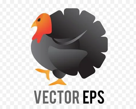 Vector isolated gradient black turkey Thanksgiving, Christmas icon button 스톡 일러스트