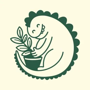 Vector isolated green dinosaur icon. Creative logo concept Stock Illustration
