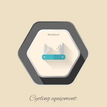Vector isolated hexagon flat icon of bicycle tool with long shadow on the lig Stock Illustration