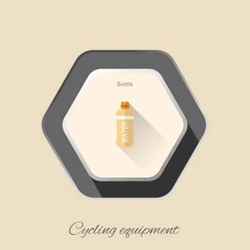 Vector isolated hexagon flat icon of water bottle with long shadow on the lig Stock Illustration