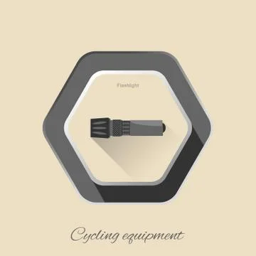 Vector isolated hexagon flat icon of flashlight with long shadow on the light Stock Illustration