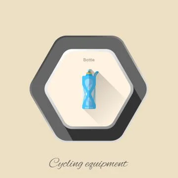 Vector isolated hexagon flat icon of blue plastic bottle with with long shado Stock Illustration