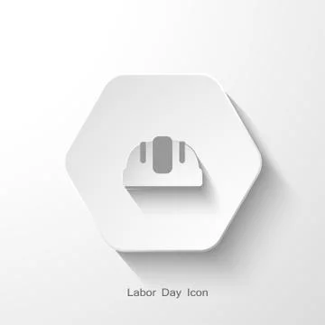 Vector isolated hexagon flat icon of helmet with long shadow on the light bac Stock Illustration