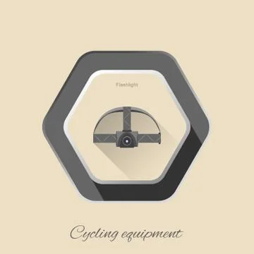 Vector isolated hexagon icon of flat flashlight on the forehead with long sha Stock Illustration