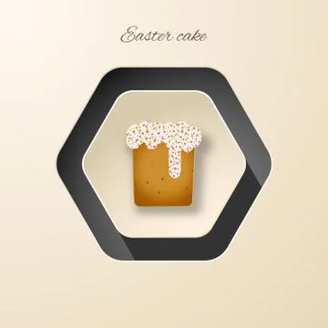 Vector isolated hexagonal gradient beige icon of Easter Cake with glaze and s Stock Illustration