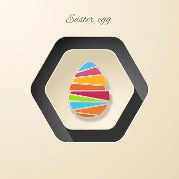 Vector isolated hexagonal gradient beige icon of Easter egg from strips of di Stock Illustration