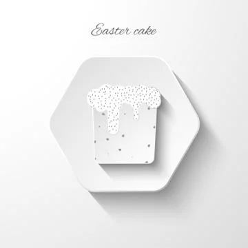 Vector isolated hexagonal gradient gray icon of Easter Cake with glaze and sh Stock Illustration