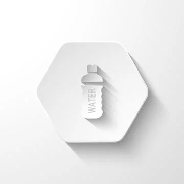 Vector isolated hexagonal gradient gray icon of water bottle with long shadow Stock Illustration