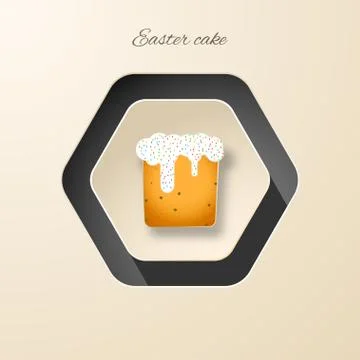 Vector isolated hexagonal icon of Easter Cake with glaze and shadow on the gr Stock Illustration
