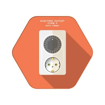 Vector isolated icon of electric light gray timer with outlet type F and mech Stockillustratie