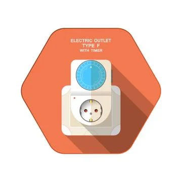 Vector isolated icon of electric mechanical timer type F with blue ring inser イラスト素材