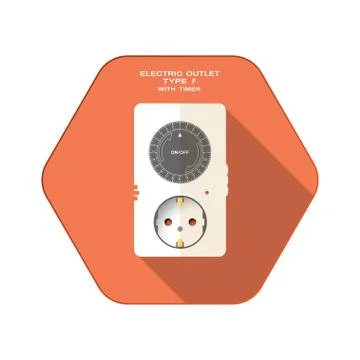Vector isolated icon of electric outlet type F with mechanic round dark gray Stock Illustration