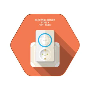 Vector isolated icon of electric socket type F with mechanical timer insert i Stock Illustration