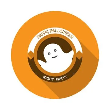 Vector isolated icon of halloween peeping ghost in flat with shadow. Stock Illustration