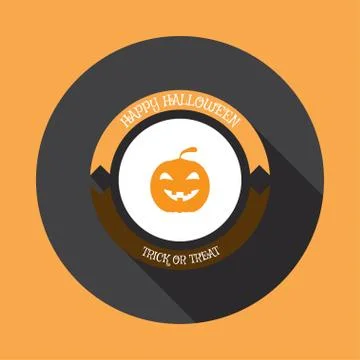 Vector isolated icon of Jack lantern silhouette on the white round form cut f Stock Illustration