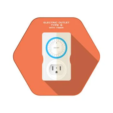 Vector isolated icon of light gray timer with outlet type B and mechanical bl Stockillustratie