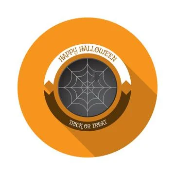 Vector isolated icon of net with spider on the dark gray round form cut from Stock Illustration