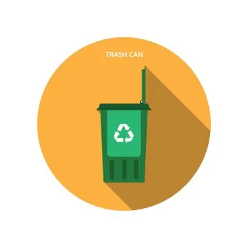 Vector isolated icon of open green trash can with shadow. Stock Illustration