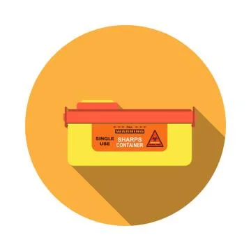 Vector isolated icon of sharps container with detachable lid and sticker with Stock Illustration