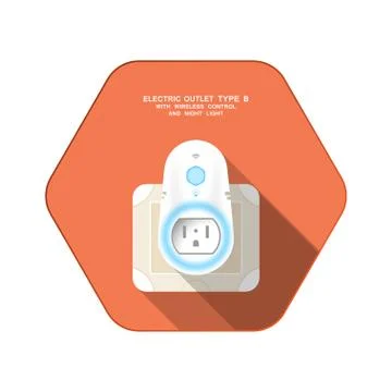 Vector isolated icon of white electric socket type B with insert timer with w イラスト素材