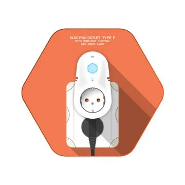 Vector isolated icon of white electric socket type F with insert timer with w Stock Illustration