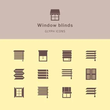 Vector isolated icons set of window blinds vector glyph icons. Stock Illustration