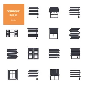 Vector isolated icons set of window blinds vector glyph icons. Logotype Stock Illustration