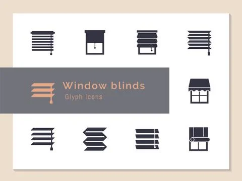 Vector isolated icons set of window blinds vector glyph icons. Stock Illustration