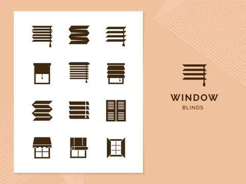 Vector isolated icons set of window blinds vector glyph icons. Stock Illustration