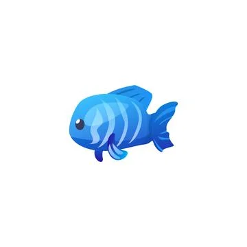 Vector isolated illustration of blue fish for games and applications. Stock Illustration