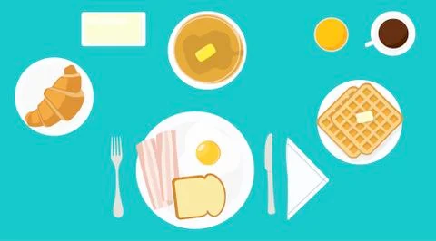 Vector isolated illustration of a breakfast with fried egg Illustrazione stock