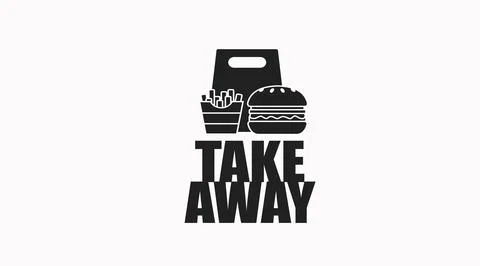 Vector Isolated Illustration of Burger and Fries and a take away bag. Illustrazione stock
