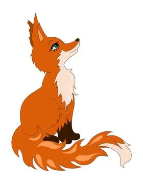 Vector isolated illustration with cute red fox. Stock Illustration