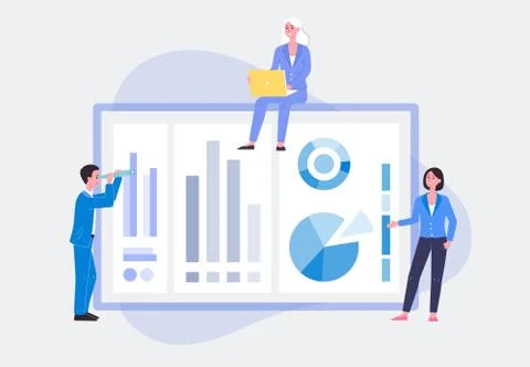 Vector isolated illustration of data analysis. Illustrazione stock