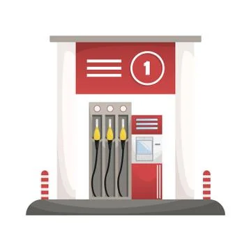 Vector isolated illustration of a gas station with ATM. Illustrazione stock