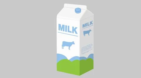 Vector Isolated Illustration of a Milk Box or Carton. Stock Illustration