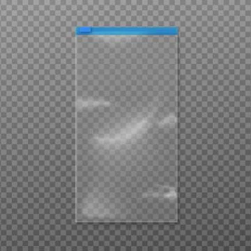 Vector isolated illustration of realistic mock up of blank plastic zippered bag Stock Illustration
